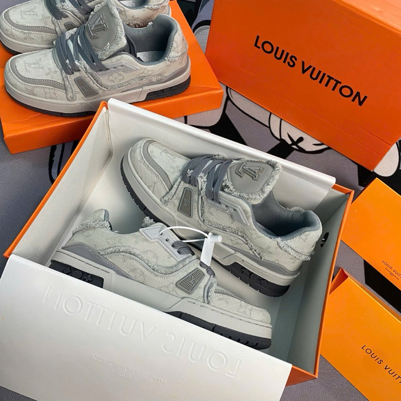 Giày L..V Trainer 54 Xám Rách, Giày L//V Grey Canvas Hàng Cao Cấp ...