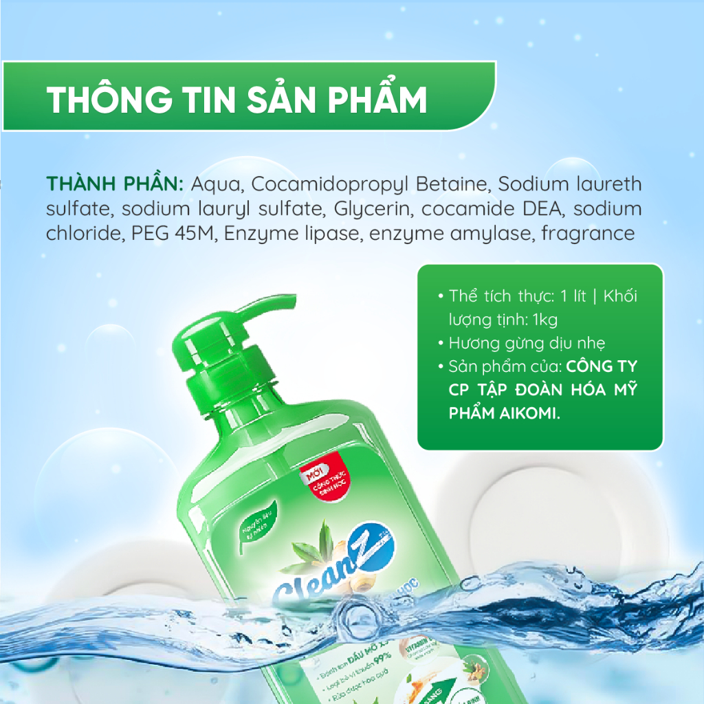 [XẢ KHO] Nước rửa chén sinh học CleanZ nước rửa bát đánh tan dầu mỡ, loại bỏ vi khuẩn 400ml