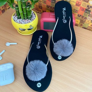 Dép kẹp nữ,dép xỏ ngón đính lông dây mảnh siêu đẹp đủ size.