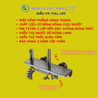 Sen Cây Tắm Đứng Nóng Lạnh  V9 Full LED Hiển Thị Nhiệt Độ, Bộ Sen Cây Tắm Đứng Nóng Lạnh Củ Đồng Sơn Tĩnh Điện An Toàn