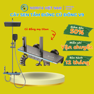 Sen Cây Tắm Đứng Nóng Lạnh  V9 Full LED Hiển Thị Nhiệt Độ, Bộ Sen Cây Tắm Đứng Nóng Lạnh Củ Đồng Sơn Tĩnh Điện An Toàn