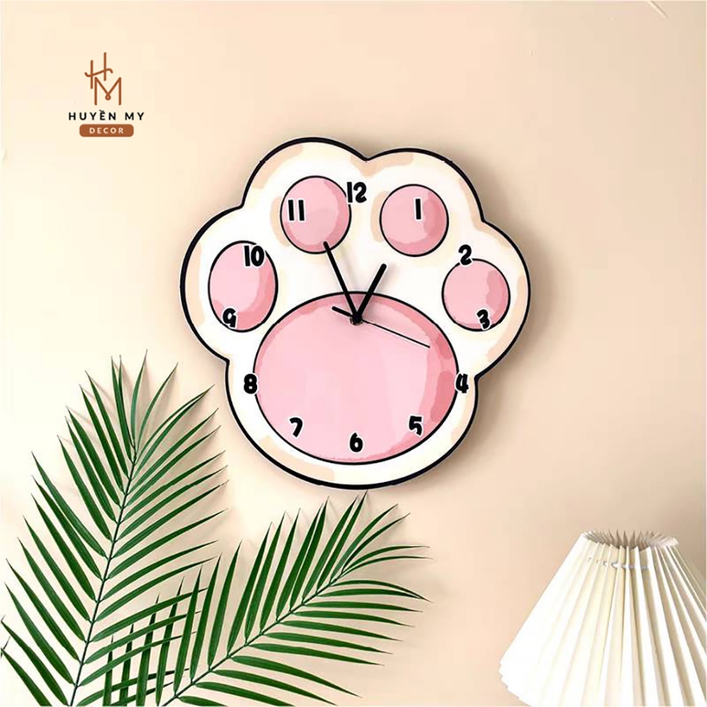 Đồng Hồ Tráng Gương  Họa Tiết Dễ Thương, Decor Phòng Khách, Phòng Ngủ, Tiệm Nails, Quà Tặng Trẻ Em - Huyền My Decor