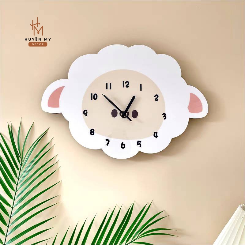 Đồng Hồ Tráng Gương  Họa Tiết Dễ Thương, Decor Phòng Khách, Phòng Ngủ, Tiệm Nails, Quà Tặng Trẻ Em - Huyền My Decor