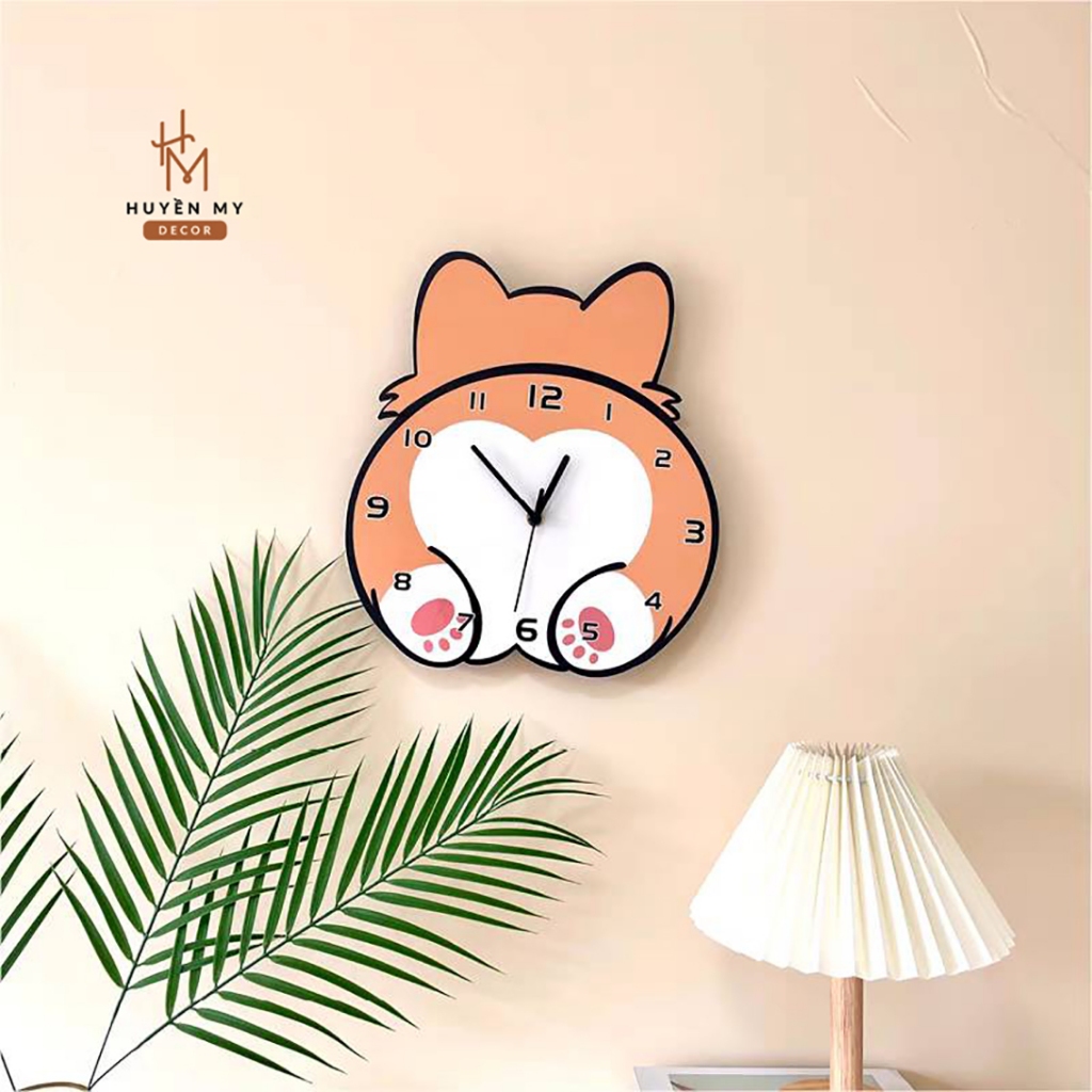 Đồng Hồ Tráng Gương  Họa Tiết Dễ Thương, Decor Phòng Khách, Phòng Ngủ, Tiệm Nails, Quà Tặng Trẻ Em - Huyền My Decor