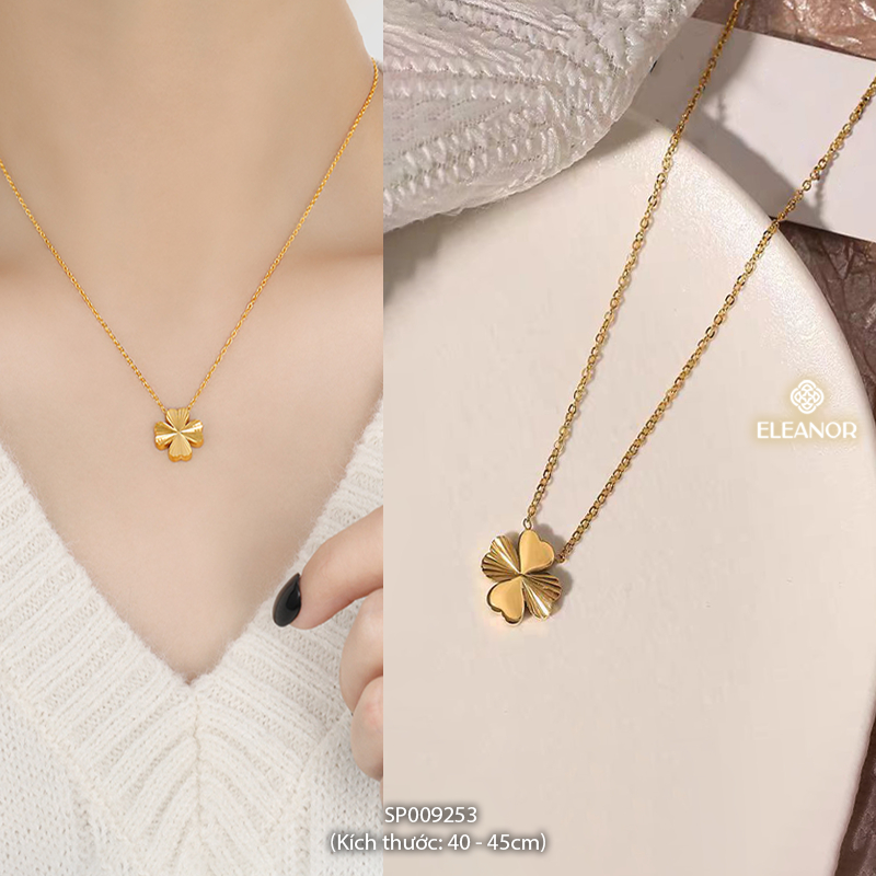 Dây chuyền nữ titan Eleanor Accessories kiểu dáng đa dạng cỏ 4 lá phụ kiện trang sức vòng cổ 9252