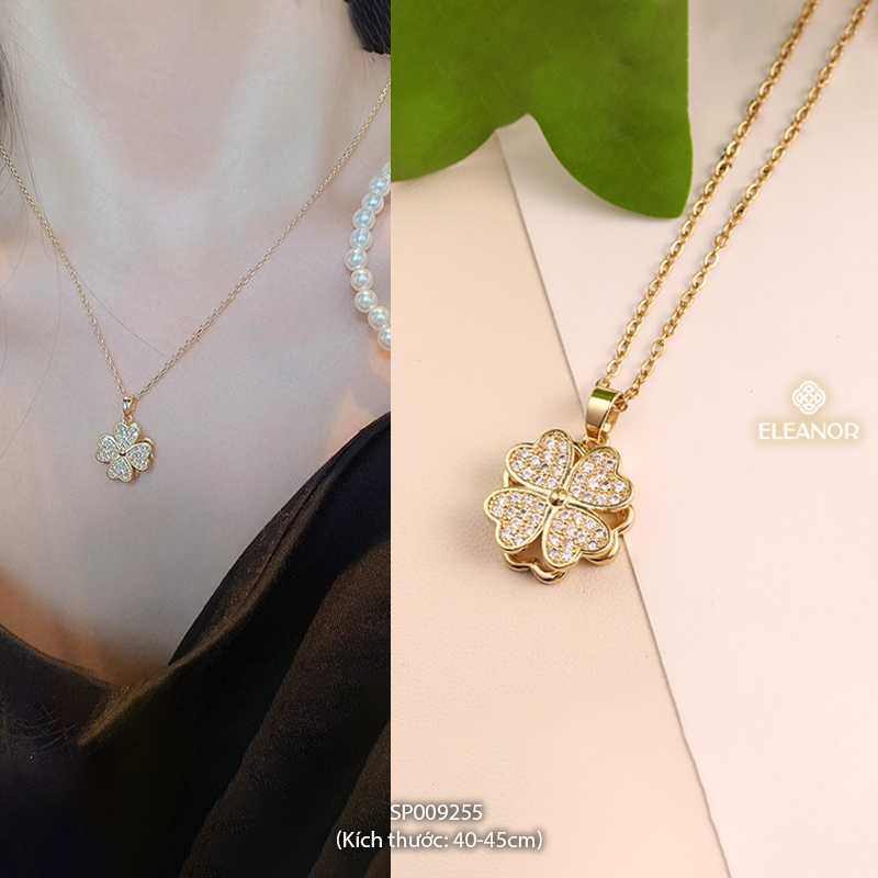 Dây chuyền nữ titan Eleanor Accessories kiểu dáng đa dạng cỏ 4 lá phụ kiện trang sức vòng cổ 9252