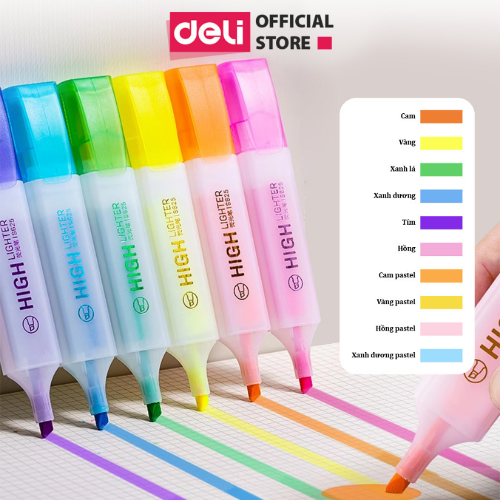 [FULL Màu] Bút Highlight Bút Nhớ Dòng Đánh Dấu Dạ Quang Take Note Ghi Chú Deli - Cute S625 Pastel Nhanh Khô Giá Rẻ