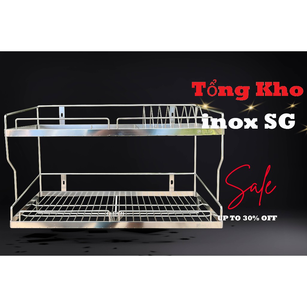 [Tổng Kho Inox SG] Kệ Chén 2 Tầng Treo Tường Inox 304 (nhiều size), Rổ ...