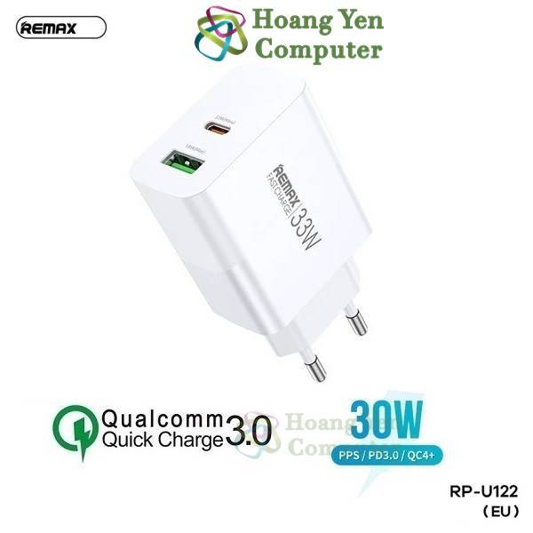 Cốc Sạc Nhanh Remax RP-U122 - Sạc Nhanh QC3.0 18W, PD30W - Chính Hãng BH 12 Tháng - Hoàng Yến Computer