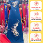 VẢI MAY ÁO DÀI CHO MẸ CÔ DÂU BÀ SUI LỤA BẢO ANH ĐÍNH BÔNG HOA ĐÁ CAO CẤP MỀM MẠI CO GIÃN HÀNG LOẠI 1 MÀU ĐỎ XANH ĐẸP — ảnh 2