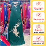 VẢI MAY ÁO DÀI CHO MẸ CÔ DÂU BÀ SUI LỤA BẢO ANH ĐÍNH BÔNG HOA ĐÁ CAO CẤP MỀM MẠI CO GIÃN HÀNG LOẠI 1 MÀU ĐỎ XANH ĐẸP — ảnh 3