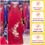 VẢI MAY ÁO DÀI CHO MẸ CÔ DÂU BÀ SUI LỤA BẢO ANH ĐÍNH BÔNG HOA ĐÁ CAO CẤP MỀM MẠI CO GIÃN HÀNG LOẠI 1 MÀU ĐỎ XANH ĐẸP — ảnh 1