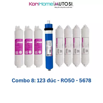 Bộ 8 lõi lọc nước Mutosi dùng cho các máy lọc nước gia đình gồm bộ 123 đúc cắm nhanh, RO50, 5678 - Hàng Chính hãng