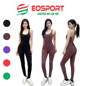 Set Jum Tập Gym Nữ, Bộ Jum Tập Yoga Liền Thân, Jumsuit Liền Thân Tập Gym Yoga Nữ Chất Thun Cao Cấp Co Giãn Kèm Mút- J03