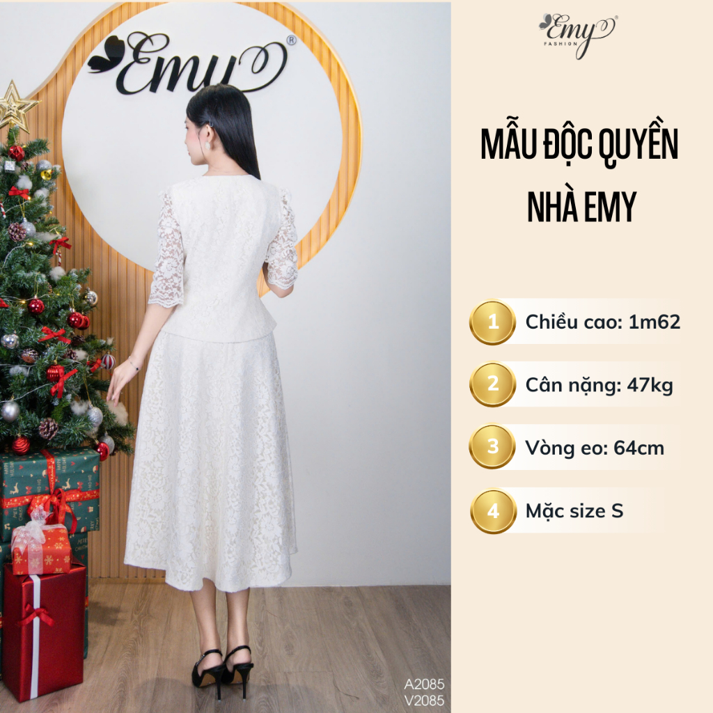 Ảnh Váy Thiết Kế EMY Thời Trang Cao Cấp V2085 Vải Ren Thun Sang Chảnh Đi Tiệc 3