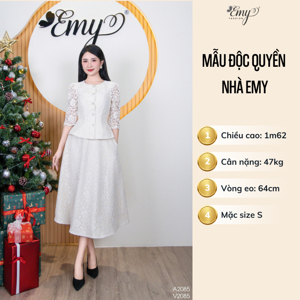 Ảnh Váy Thiết Kế EMY Thời Trang Cao Cấp V2085 Vải Ren Thun Sang Chảnh Đi Tiệc 4