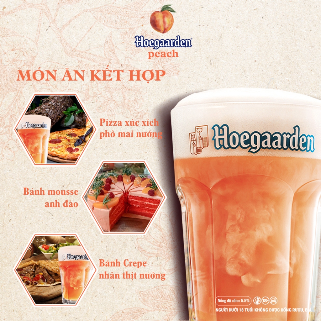 Ảnh Bia Bỉ Hoegaarden Peach Thùng 12 Lon (500ml/Lon) Chính Hiệu - Hương Vị Đào 2