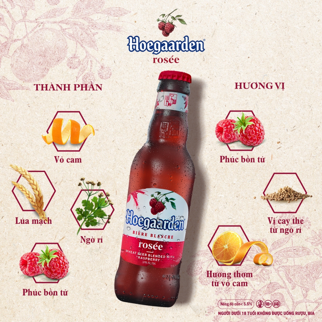 Ảnh Bia Hoegaarden rosée thùng 24 chai (248ml/chai) 3