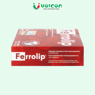 Sắt sinh học Ferrolip cho bà bầu và người thiếu máu, nhập khẩu từ Ý (Hộp 20 gói)
