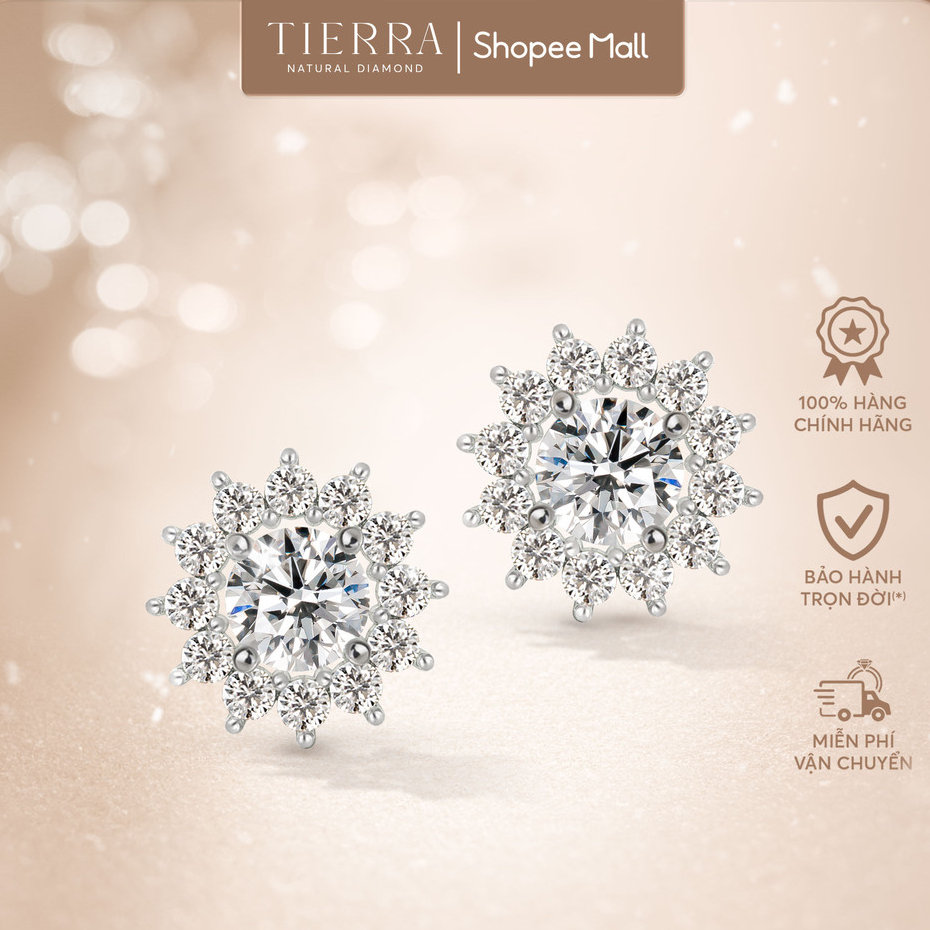 [CHAT TRƯỚC KHI ĐẶT] Bông Tai Tierra BTA2107, Vàng Trắng 14K, Đính Tấm CZ, Mảnh Ghép Hoàn Hảo Cho Nàng Thanh Lịch