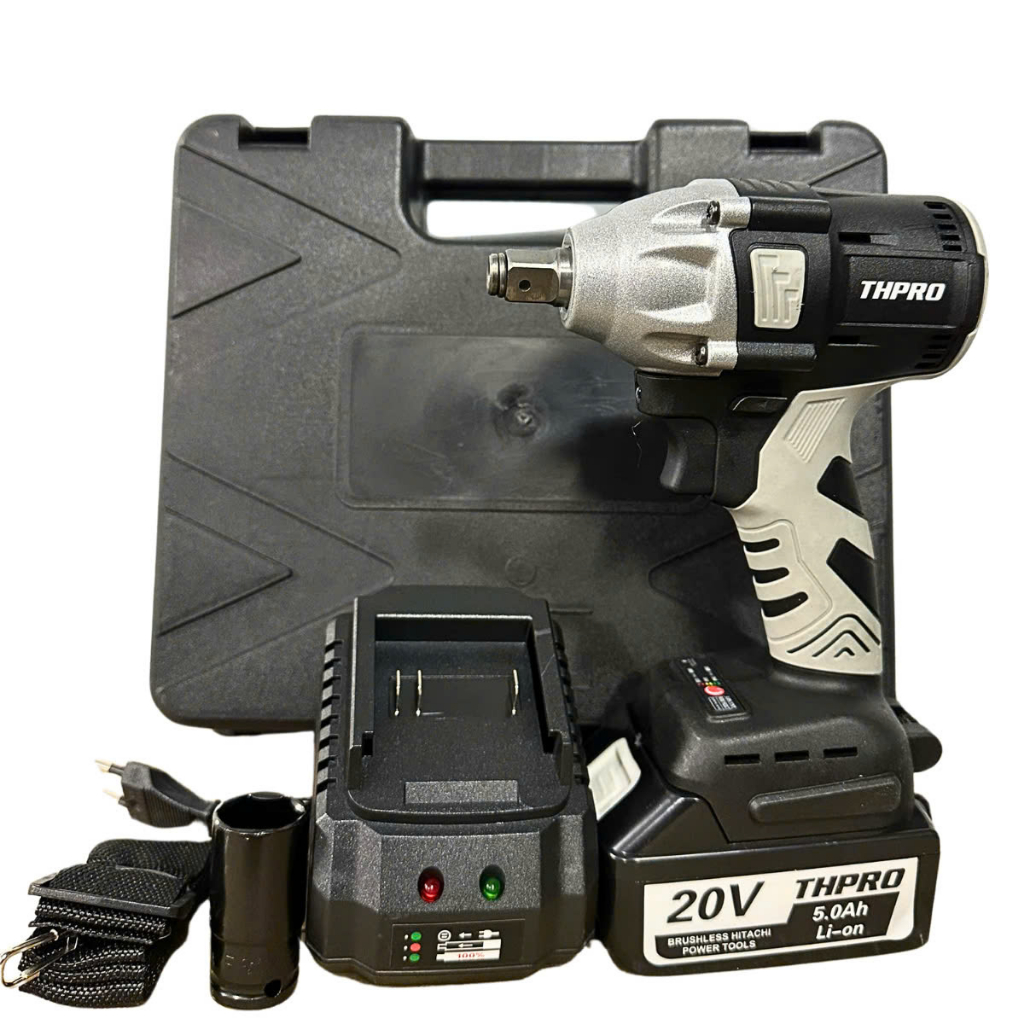 Máy siết bulong THPRO 20v bộ 1 pin sạc , máy siết bulong động cơ không chổi than đầu bulong 2 trong 1