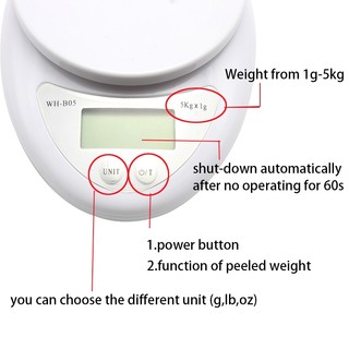 Cân tiểu ly nhà bếp điện tử 5kg, tặng kèm pin