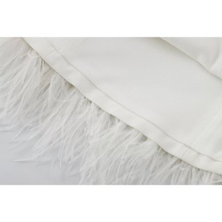 Áo Zara made in Morocco 2 quai trắng phối lông vũ trắng