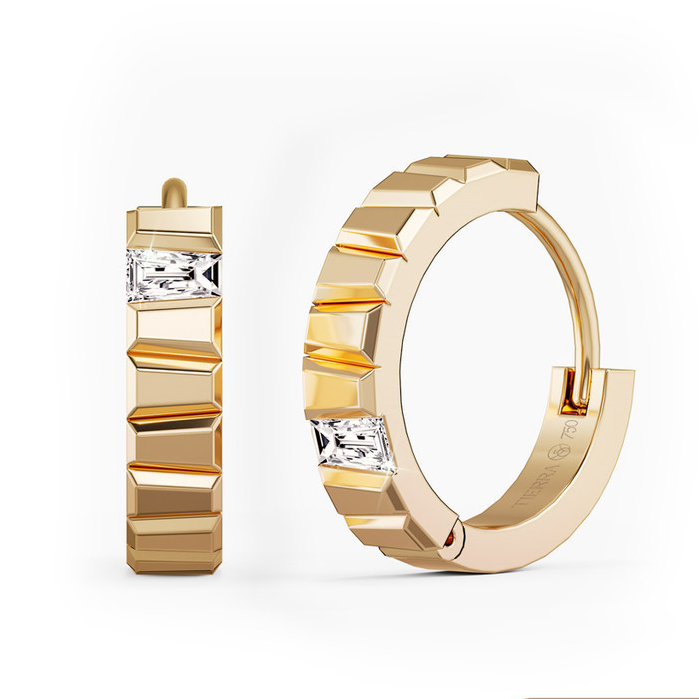 [CHAT TRƯỚC KHI ĐẶT] Bông Tai Tierra FBT5008, Vàng 14K 18K Đính Tấm CZ, Thiết Kế Dạng Khoen Tròn
