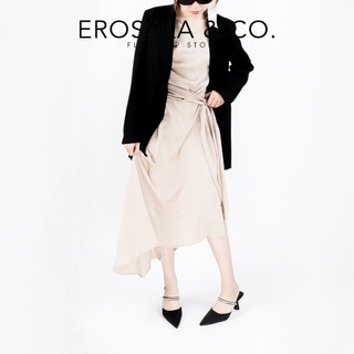 Erosska - Guốc cao gót nữ mũi nhọn quai ngang đính đá kiểu dáng sang trọng màu đen 7cm - EL060