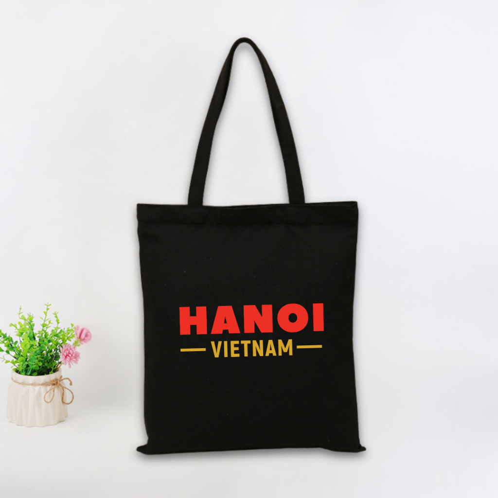 Túi Tote túi vải canvas bộ sưu tập Tôi Yêu Việt Nam có khóa dùng đi chơi đi học thời trang hàn quốc cao cấp 35x40cm