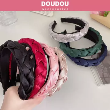 Băng đô cài tóc Doudou Bờm tóc tết bím Cài tóc lụa nữ Bờm tóc vải satin phong cách Hàn Quốc FG018