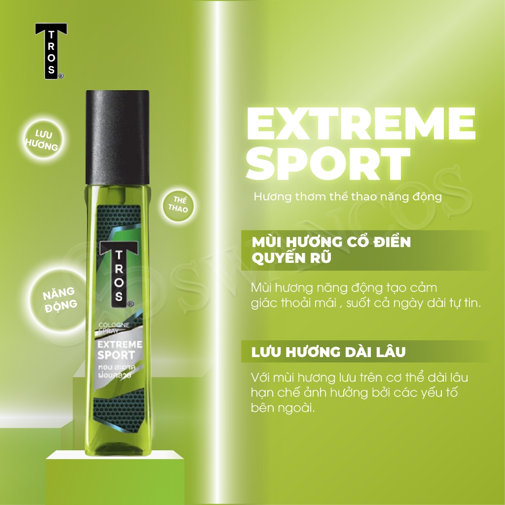 Body Mist Nước Hoa Nam TROS Cologne Spray Xịt Khử Mùi Mạnh Mẽ 24 Giờ Hương Nam Tính Quyến Rũ 100ml