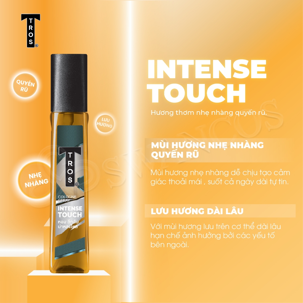 Body Mist Nước Hoa Nam TROS Cologne Spray Xịt Khử Mùi Mạnh Mẽ 24 Giờ Hương Nam Tính Quyến Rũ 100ml