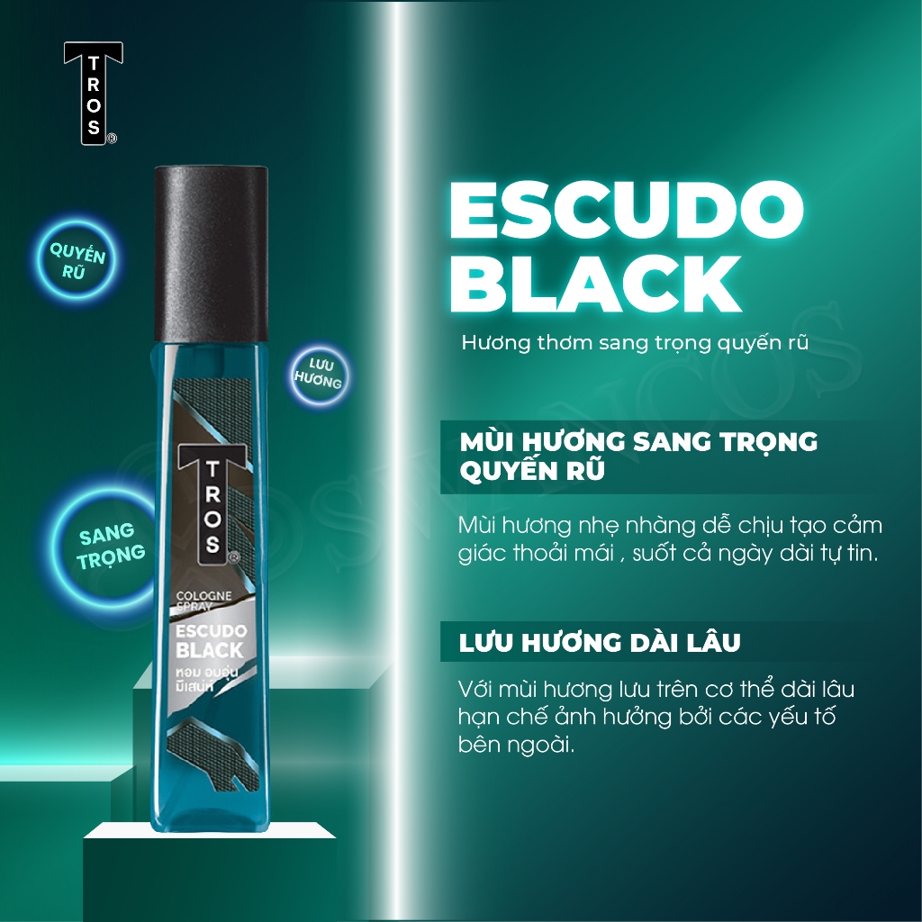 Body Mist Nước Hoa Nam TROS Cologne Spray Xịt Khử Mùi Mạnh Mẽ 24 Giờ Hương Nam Tính Quyến Rũ 100ml