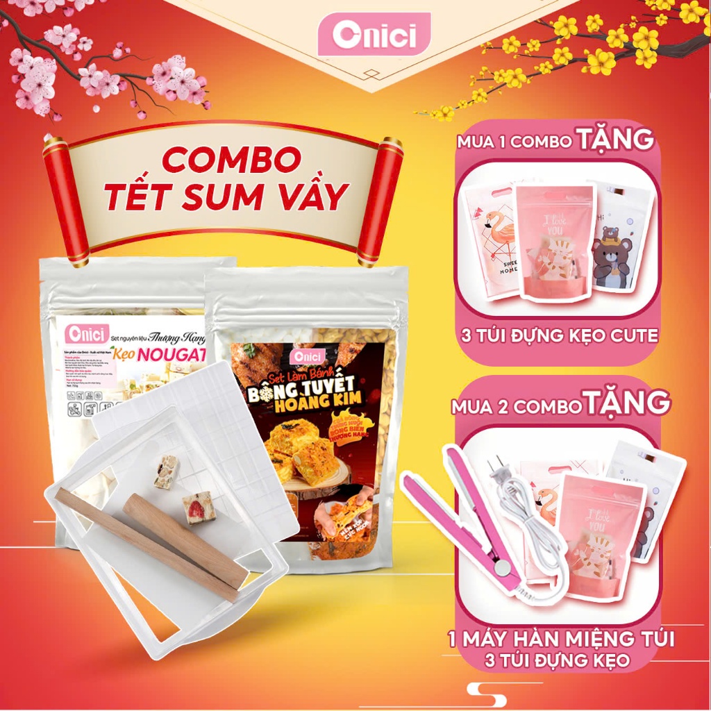 Combo Tết sum vầy nguyên liệu nougat thượng hạng, bánh bông tuyết hoàng ...