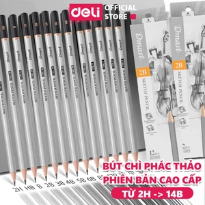 Bút Chì Phác Thảo Phiên Bản Cao Cấp Deli -2H Đến 14B- Dành Cho Mỹ Thuật Chuyên Nghiệp Chì Mềm