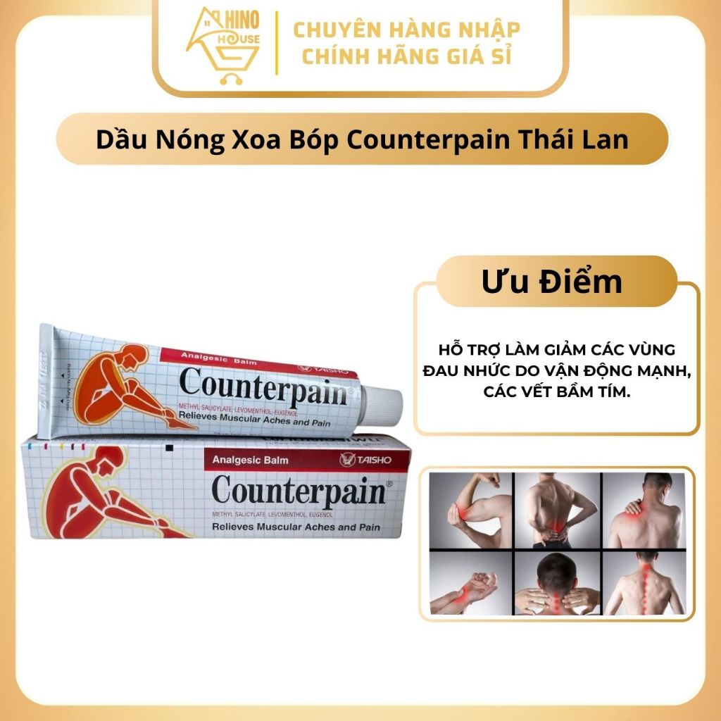 Dầu Nóng Xoa Bóp Counterpain 120g Thái Lan Giúp Giảm Đau Nhức Mõi, Vị Trí Cục Bộ - Hinohouse