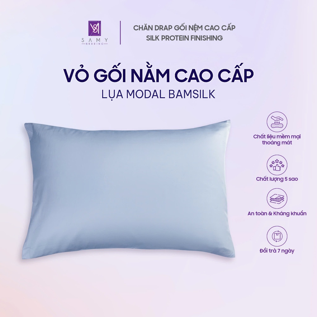 Ảnh Vỏ gối Lụa Modal Bamsilk theo kích thước Ruột (5 màu tự chọn) 2