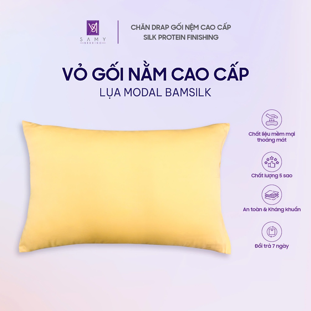 Ảnh Vỏ gối Lụa Modal Bamsilk theo kích thước Ruột (5 màu tự chọn) 3
