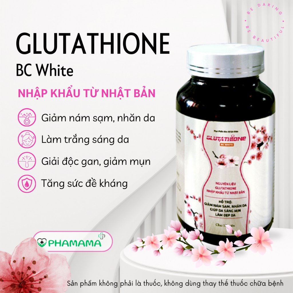 Ảnh Viên uống Glutathione BC White giảm nám, tàn nhang, giải độc gan, giúp da đẹp mịn màng, trắng sáng 3