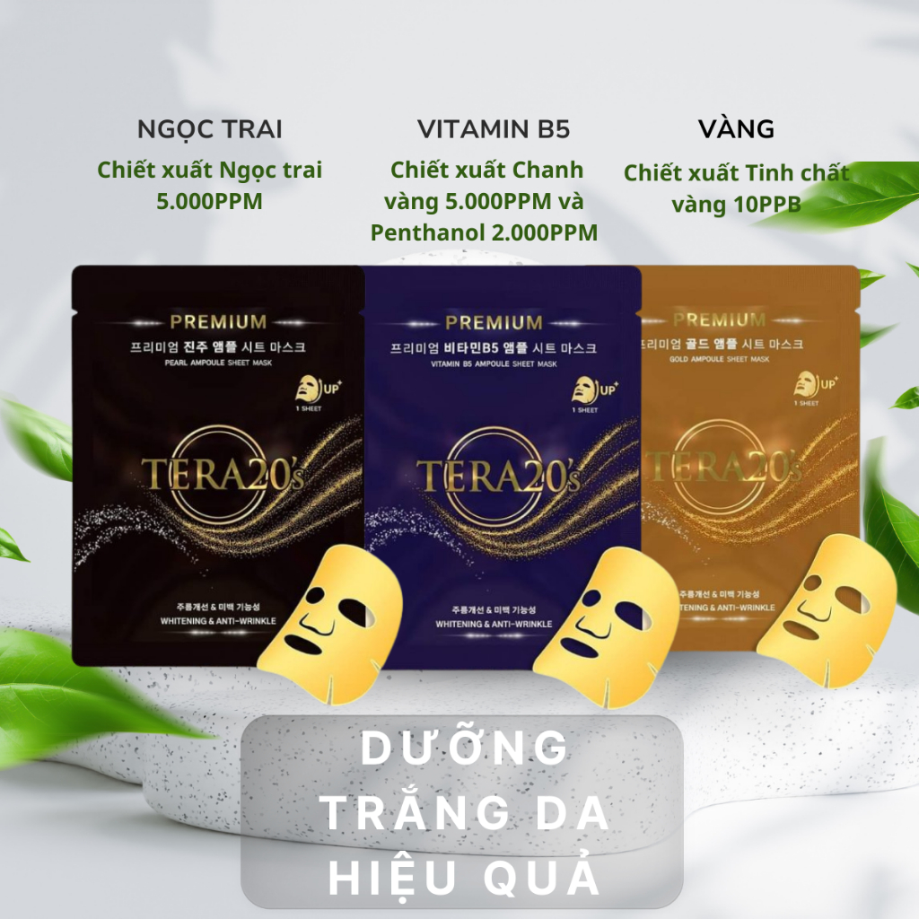 Ảnh Hộp 8 miếng mặt nạ vàng cao cấp Tera20's tinh chất Ampoule sáng da, cấp ẩm, mờ sạm nám 30ml 3