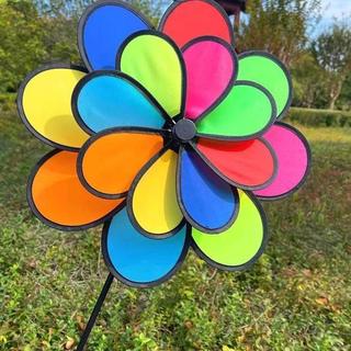 Chong chóng 16 cánh 2 tầng, 8 cánh lớn đường kính 38cm, 8 cách nhỏ đường kính 26cm, 7 màu, dùng trang trí
