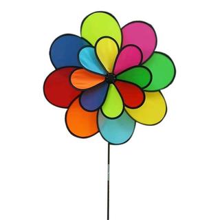 Chong chóng 16 cánh 2 tầng, 8 cánh lớn đường kính 38cm, 8 cách nhỏ đường kính 26cm, 7 màu, dùng trang trí