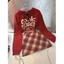 Set đồ nữ noel, bộ nỉ nữ áo sweater in hình cừu dễ thương phối chân váy chữ A kẻ caro Fizano HCOM3642