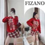 Set đồ nữ noel, bộ nỉ nữ áo sweater in hình cừu dễ thương phối chân váy chữ A kẻ caro Fizano HCOM3642