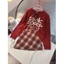 Set đồ nữ noel, bộ nỉ nữ áo sweater in hình cừu dễ thương phối chân váy chữ A kẻ caro Fizano HCOM3642