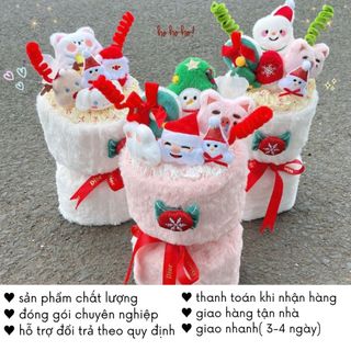 Bó Hoa Noel Gấu Bông Cute Set Quà Tặng Giáng Sinh Người Yêu Bạn Thân Timo QT80-QT81