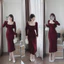 Set váy nữ, đầm nữ váy 2 dây body mix cardigan dáng ngắn chât len lông thỏ màu đỏ noel siêu hot Fizano HCOM3648