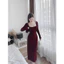 Set váy nữ, đầm nữ váy 2 dây body mix cardigan dáng ngắn chât len lông thỏ màu đỏ noel siêu hot Fizano HCOM3648