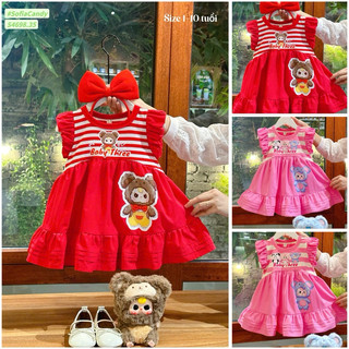 (Top váy bán chạy) Bộ sưu tập siêu phẩm đầm váy Baby Three siêu hot bé gái 13-45kg tay tiên kẻ trắng